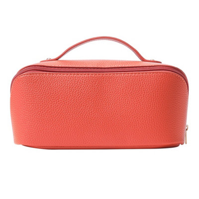 Orange PU Leather Fashion Travel Makeup Bag