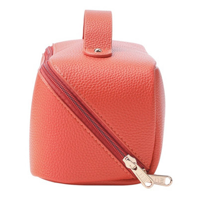 Orange PU Leather Fashion Travel Makeup Bag