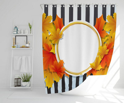 Orange & Red Autumn Leaves on Black Stripes (Shower Curtain) / Default Title Price Comparisons | Compare The Build