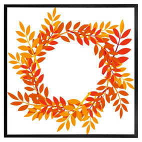 Orange & red autumn leaves (Picutre Frame) / 20x20" / Black