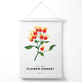 Orange Rosehip Plant Flower Market Simplicity Poster with Hanger / 33cm / White