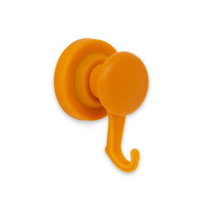 Orange Rubber Coated Neodymium Magnet with Swivel Hook for Holding Rope, Wires and Clothing - 43mm dia
