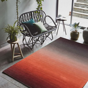 Orange Rust Handmade , Luxurious , Easy to Clean Modern , Plain , Wool Rug for Living Room, Bedroom - 120cm X 170cm