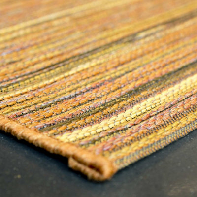 Orange Striped Outdoor Rug, Striped Stain-Resistant Rug For Patio, Garden, Deck 5mm Modern Outdoor Rug-160cm X 230cm