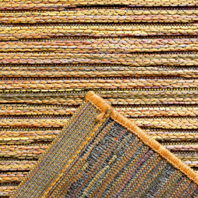 Orange Striped Outdoor Rug, Striped Stain-Resistant Rug For Patio, Garden, Deck 5mm Modern Outdoor Rug-160cm X 230cm