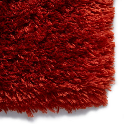 Orange Thick Shaggy Handmade Plain Easy to Clean Rug For Dining Room Bedroom And Living Room-80cm X 150cm