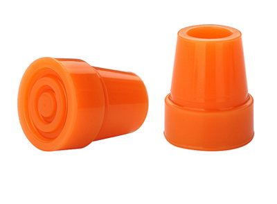 Orange Walking Stick Rubber Ferrules - Glow in the Dark Cane Tips 19mm (3/4") - Pair