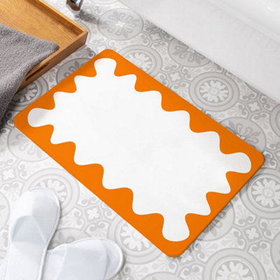 Orange Wavy Frame Stone Non Slip Bath Mat Price Comparisons | Compare The Build