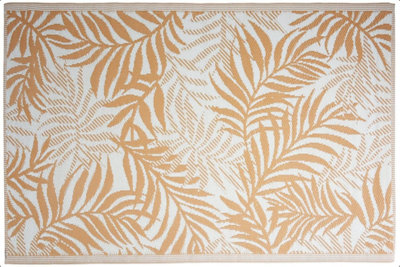 Orange & White Leaves Outdoor Rug Camping Floor Mat Picnic Blanket 90 x 180cm