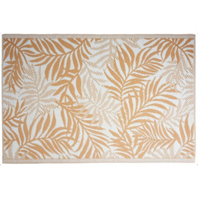 Orange & White Leaves Outdoor Rug Camping Floor Mat Picnic Blanket 90 x 180cm