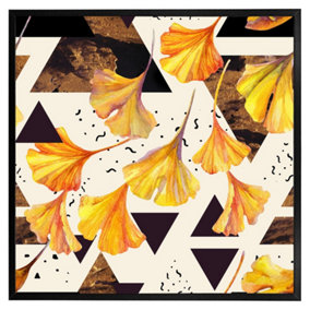 Orangle flowers and triangles (Picutre Frame) / 16x16" / White