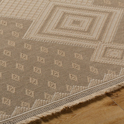 ORANOS Cottage Tan Machine Washable Jute Area Rug 158 x 213 cm