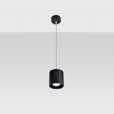 Orbis Aluminium Black 1 Light Classic Pendant Ceiling Light