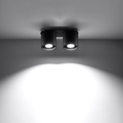 Orbis Aluminium Black 2 Light Classic Ceiling Light
