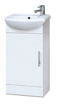 Orbit 1 Door Cloakroom Vanity Basin Unit - 400mm - Gloss White - Balterley