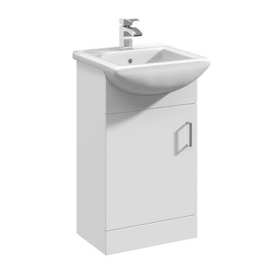 Orbit 1 Door Vanity Basin Unit with Square Basin 450mm Gloss White