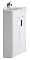 Orbit 2 Door Compact Corner Vanity Basin Unit - 555mm - Gloss White - Balterley