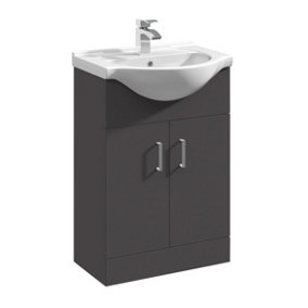Orbit Floor Standing 2 Door Vanity Basin Unit - Gloss Grey - 550mm