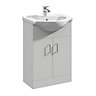 Orbit Floor Standing 2 Door Vanity Unit & Round Ceramic Basin  - Gloss Grey Mist - 550mm - Balterley