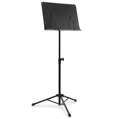 Orchestral Sheet Music Stand with Page Retainers and Tripod Base