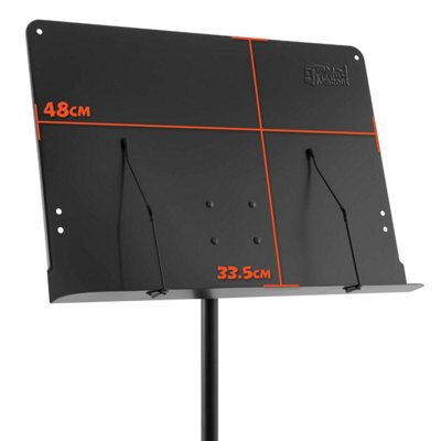 Orchestral Sheet Music Stand with Page Retainers and Tripod Base