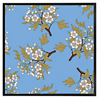 Orchid branches on blue (Picutre Frame) / 30x30" / White