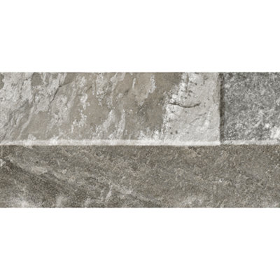 Ordine Grey Split-Face Effect Matt Relief 80mm x 442.5mm Porcelain Indoor & Outdoor Wall Tiles (Pack of 24 w/ Coverage of 0.85m2)