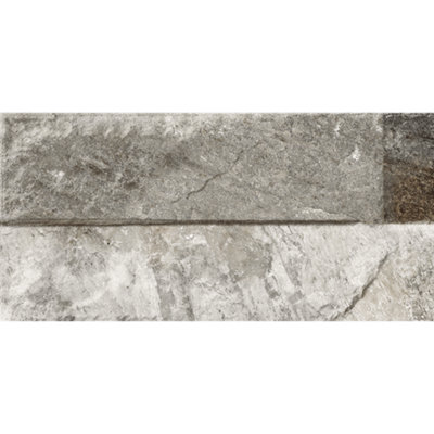 Ordine Grey Split-Face Effect Matt Relief 80mm x 442.5mm Porcelain Indoor & Outdoor Wall Tiles (Pack of 24 w/ Coverage of 0.85m2) - 3