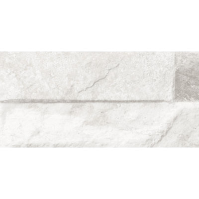 Ordine White Split-Face Effect Matt Relief 80mm x 442.5mm Porcelain Indoor & Outdoor Wall Tiles (Pack of 24 w/ Coverage of 0.85m2)