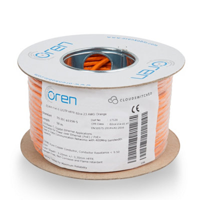 Oren CAT6 50m Ethernet Cable - 23 AWG Pure Copper Wire - 400 MHz Bandwidth UTP Internet LAN Network Cable - Halogen Free