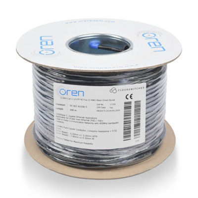 Oren CAT6 Outdoor Ethernet Cable 100M - Direct Burial - 23 AWG Pure Copper Wire - 400 MHz Bandwidth UTP, LAN Network Cable Price Comparisons | Compare The Build