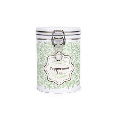 Organic Green Leaves Peppermint Tea Storage Canister - Stylish Green ...