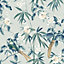 Oriental Floral Birds Wallpaper Grey / Blue Arthouse 924500