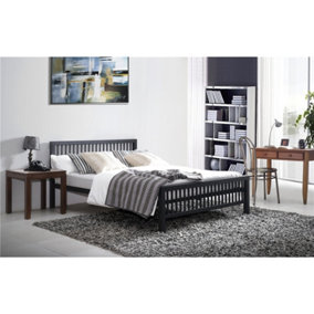Oriental Shaker Style Black Metal Bed Frame - Small Double 4ft
