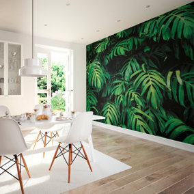 Origin Mural Large Rainforest Leaves Emerald Green Matt Smooth Paste the Wall Mural 300cm wide x 240cm high