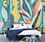 Origin Murals Abstract Leaf Shape Blue Matt Smooth Paste the Wall 300cm wide x 240cm high