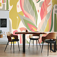 Origin Murals Abstract Leaf Shape Pink Matt Smooth Paste the Wall 300cm wide x 240cm high