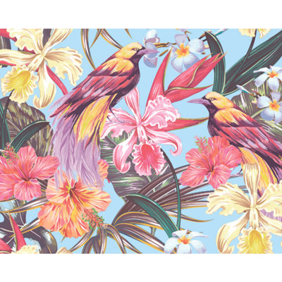 Origin Murals Birds and Flowers Multi Matt Smooth Paste the Wall Mural ...