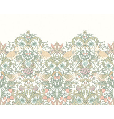Origin Murals Birds, Fruit And Foliage - Sage and Apricot Matt Smooth Paste the Wall Mural 350cm wide x 280cm high