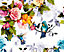 Origin Murals Blue Hummingbird with Pink & Orange Flowers Mural 350cm wide x 280cm high