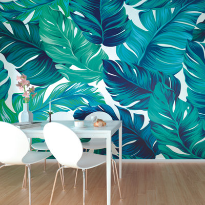 Origin Murals Bold Tropical Leaves Green Matt Smooth Paste the Wall Mural 300cm Wide X 240cm High