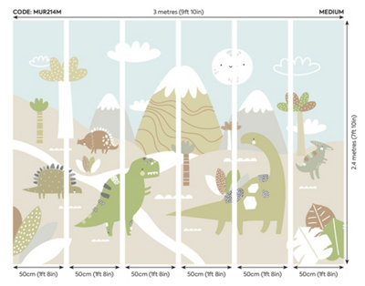 Origin Murals Children's Dinosaur Land Natural Matt Smooth Paste the Wall 300cm wide x 240cm high