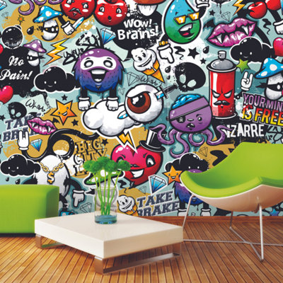 Origin Murals Children's Graffiti Monster Matt Smooth Paste the Wall Mural 300cm wide x 240cm high