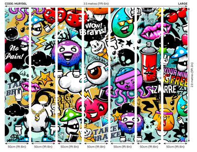 Origin Murals Children's Graffiti Monster Matt Smooth Paste the Wall Mural 350cm wide x 280cm high