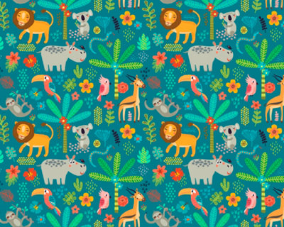 Origin Murals Children's Jungle Animals Matt Smooth Paste the Wall Mural 300cm wide x 240cm high