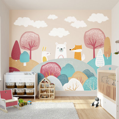 Origin Murals Children's Woodland Animals Orange Matt Smooth Paste the Wall 350cm wide x 280cm high