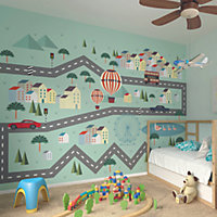 Origin Murals Childrens Mini  Car Track and Adventure Matt Smooth Paste the Wall Mural 300cm wide x 240cm high