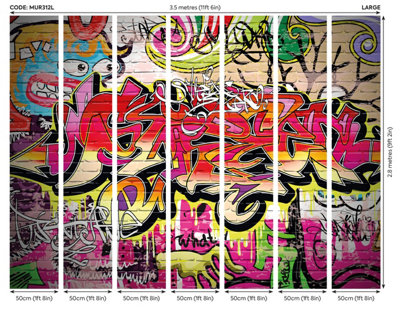Origin Murals City Graffiti Wall Multi Matt Smooth Paste the Wall Mural 350cm Wide X 280cm High