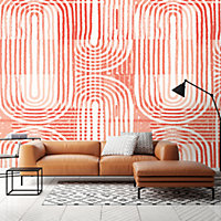 Origin Murals Curved Line Texture Orange Matt Smooth Paste the Wall 300cm wide x 240cm high