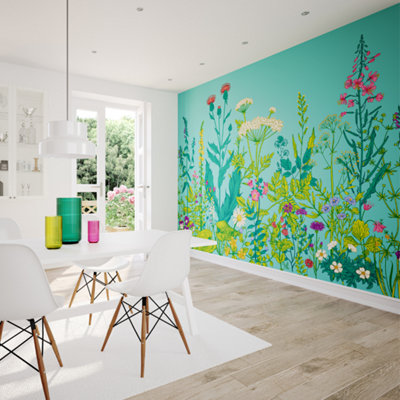 Origin Murals Floral Botanical Blue & Green Matt Smooth Paste the Wall ...